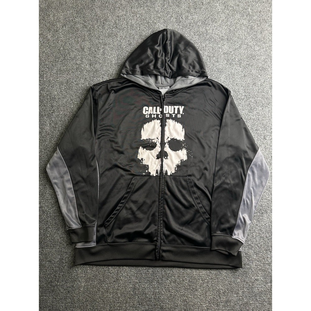Mens Hoodie Call of Duty Ghosts Skull Full Zip Graphic 2013, Size 2XL